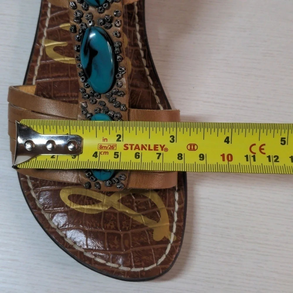 Sam Edelman strappy sandals leather uppers with turquoise beads on top size 9.5 - Picture 7 of 12